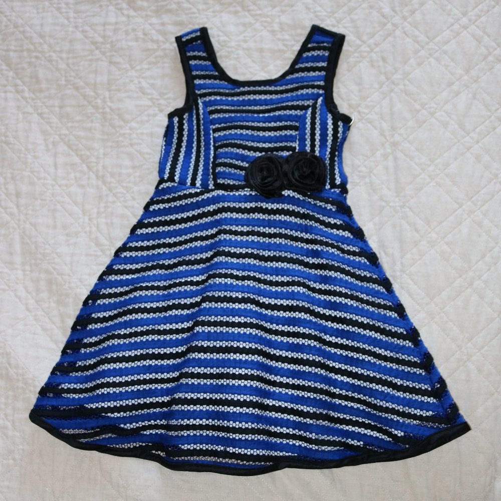 Bonnie Jean Girls' Dress, Royal Blue/Black, Size 6